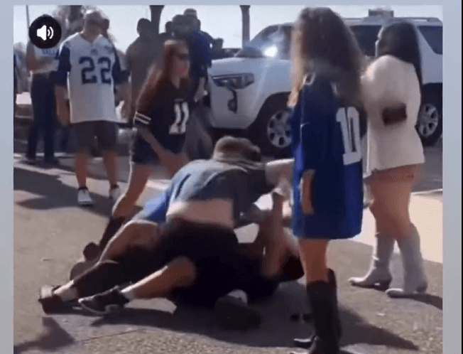 VIDEO: Cowboys And Giants Fans Brawl Fiercely Outside The Stadium After A Tense Game Between The Two Teams