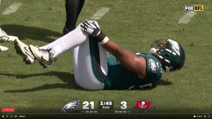 Eagles Offensive Line Takes a Hit with Serious Injury Against Buccaneers
