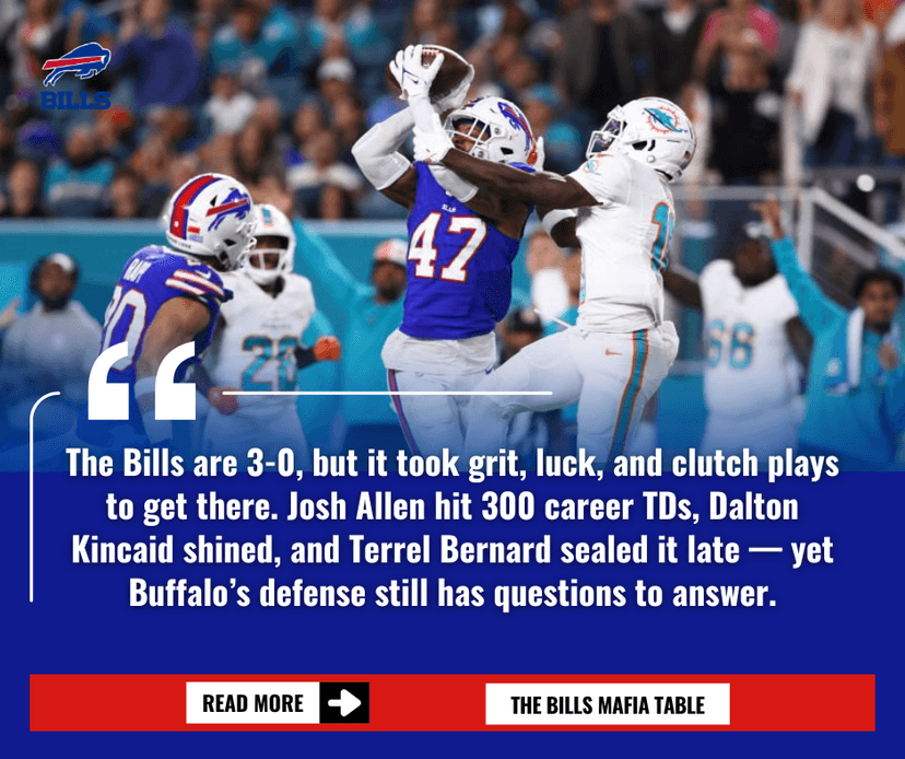 Bills Survive Dolphins Scare! Buffalo Stays Perfect in Chaotic Nail-Biter