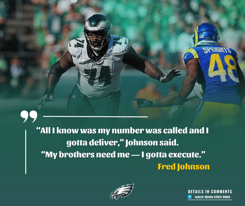 Fred Johnson Saves the Day: Backup Tackle Ignites Eagles’ Epic 19-Point Comeback vs. Rams