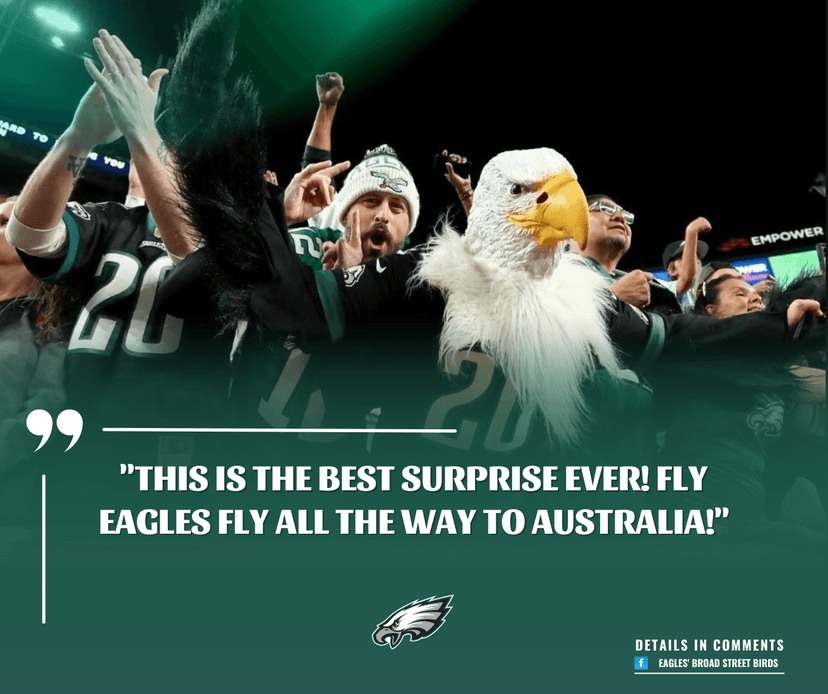 SWOOP DOWN UNDER! EAGLES MASCOT GOES GLOBAL TO SURPRISE FANS WITH FIRST-EVER JERSEYS