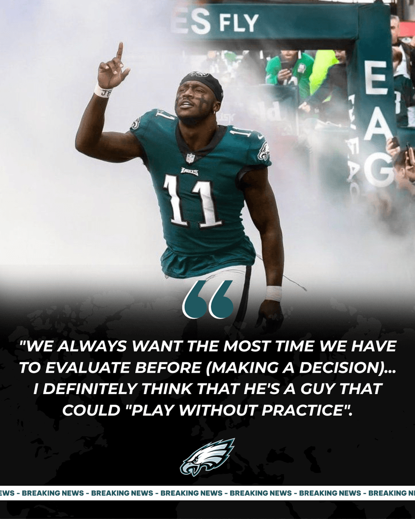 Eagles AJ Brown Out of Roster Against Giants.