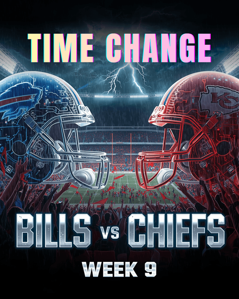 TIME UPDATE: Bills vs Chiefs Week 9 — Due to Hurricane Melissa Moving Toward the New York Area