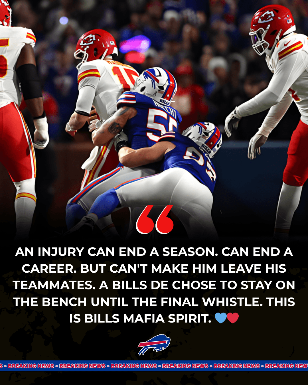 Bills DE Suffers Career-Threatening Injury But Refuses to Leave Teammates — "Love Won't Let Me Walk Away"