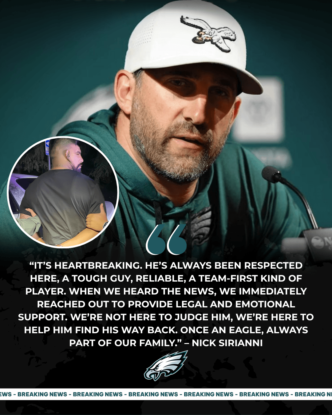 Just Hours After Being Released, a Veteran Eagles Guard Was Arrested for Public Intoxication in South Philadelphia.