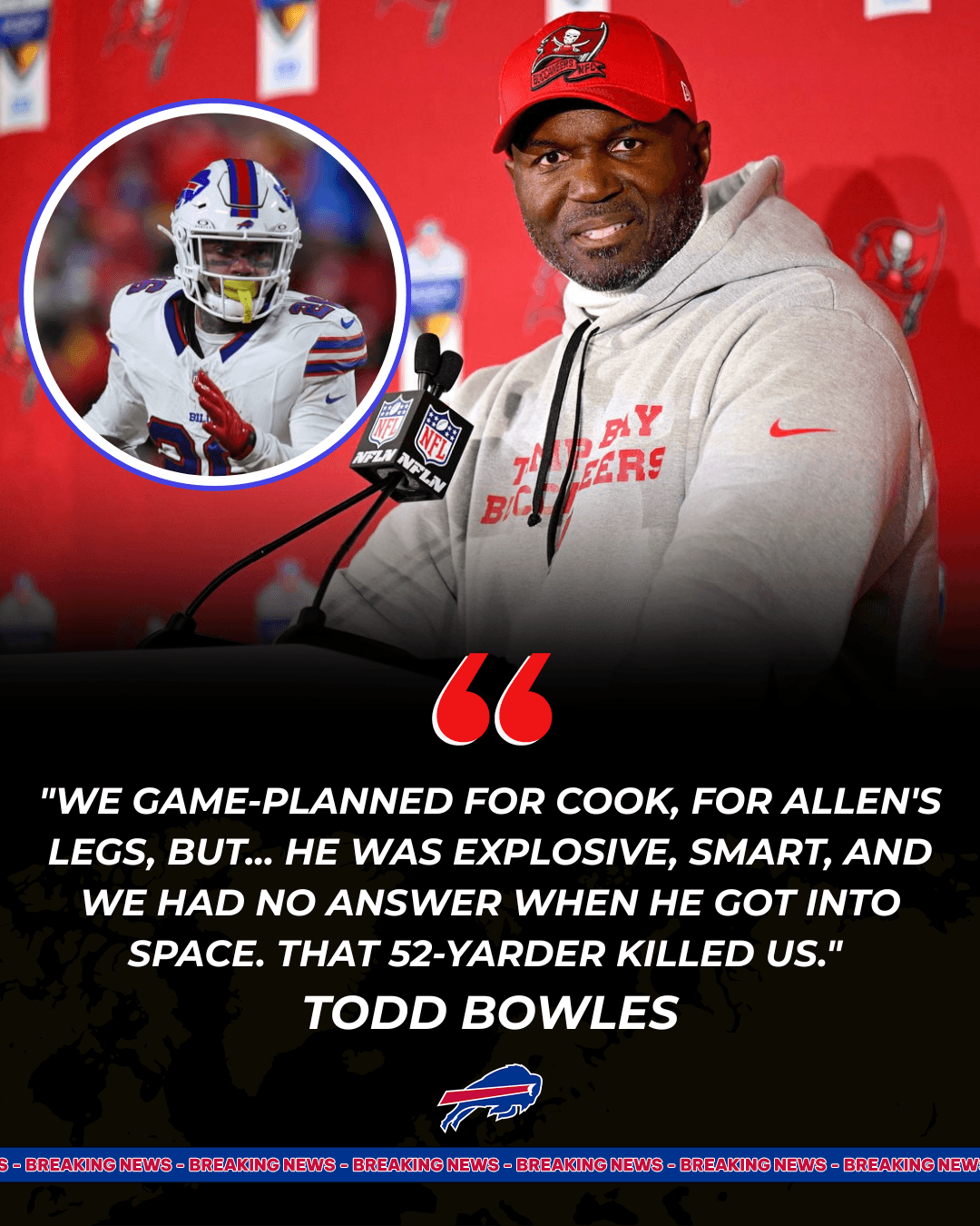 "He's a Monster" – Todd Bowles Admits He Couldn't Stop Bills' RB After Highmark Loss [VIDEO]