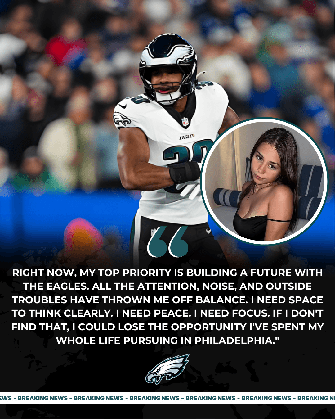 Rookie Eagles Star Jihaad Campbell Breaks Up With OnlyFans Girlfriend: "I Need Peace To Focus"