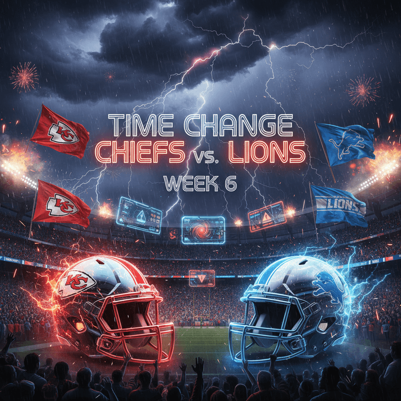 Time Update – Chiefs vs Lions – Week 6 Game Information