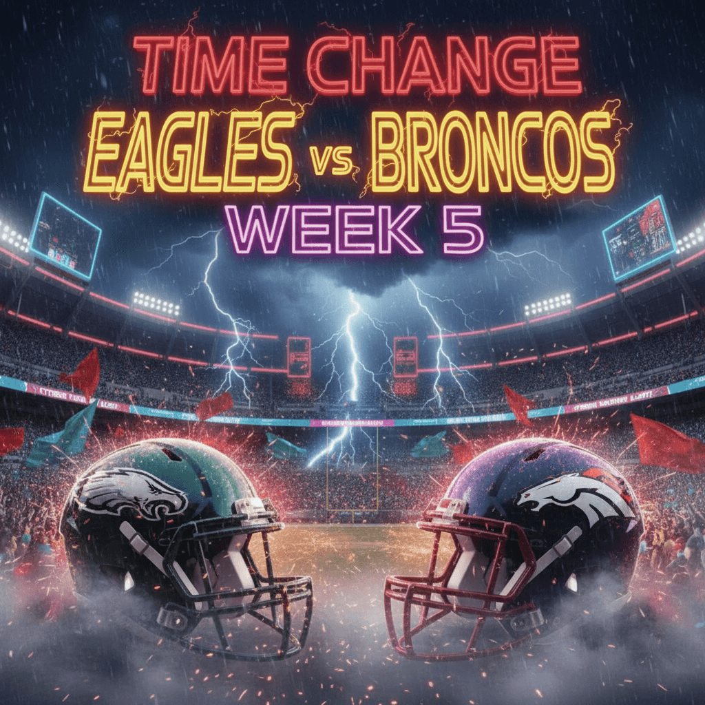 TIME UPDATE: EAGLES VS BRONCOS, A CRITICAL NFC VS AFC SHOWDOWN! SUNDAY AFTERNOON BLOCKBUSTER!