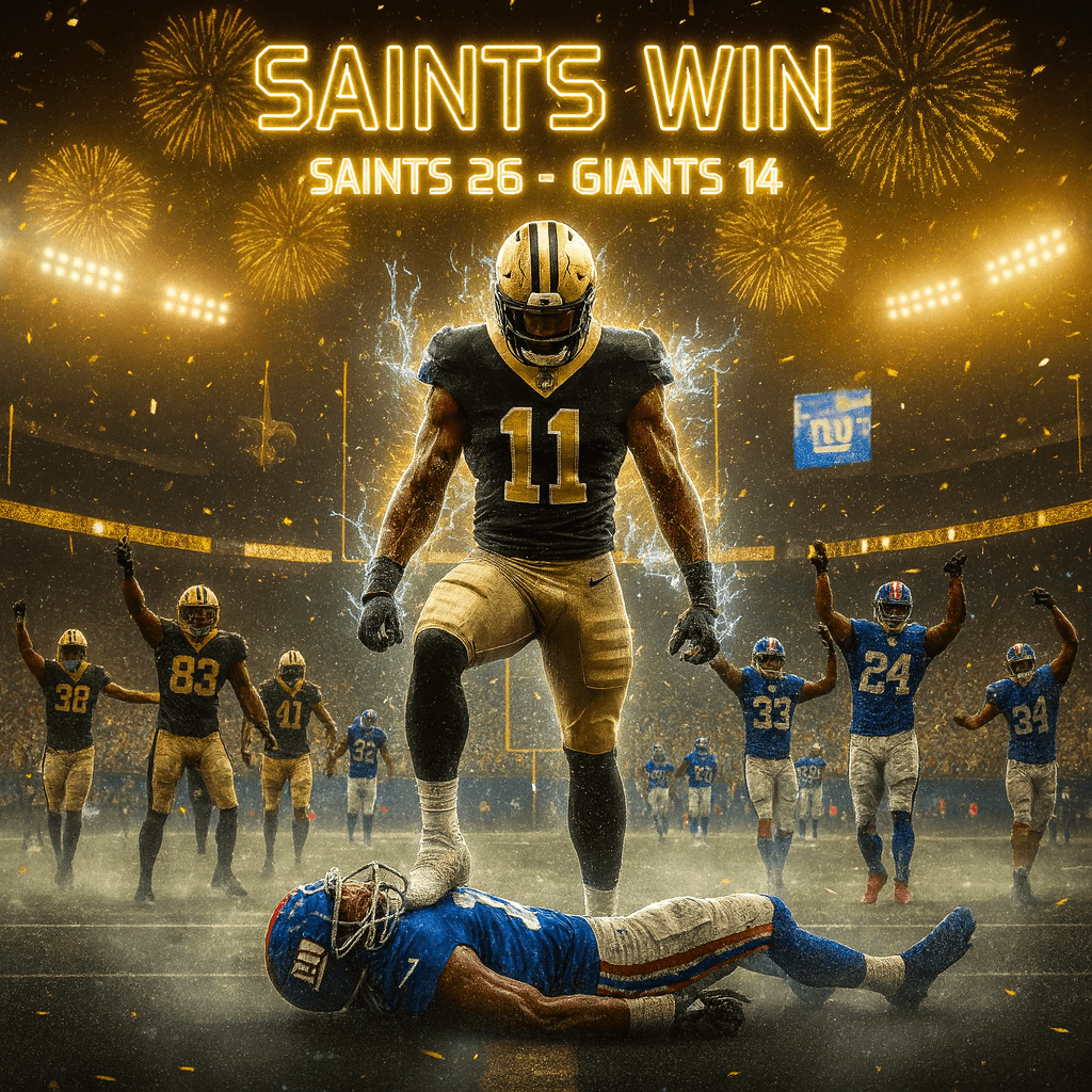 SAINTS SURGE AHEAD: New Orleans Leads Giants 16–14 at Halftime in Thrilling Week 5 Showdown!