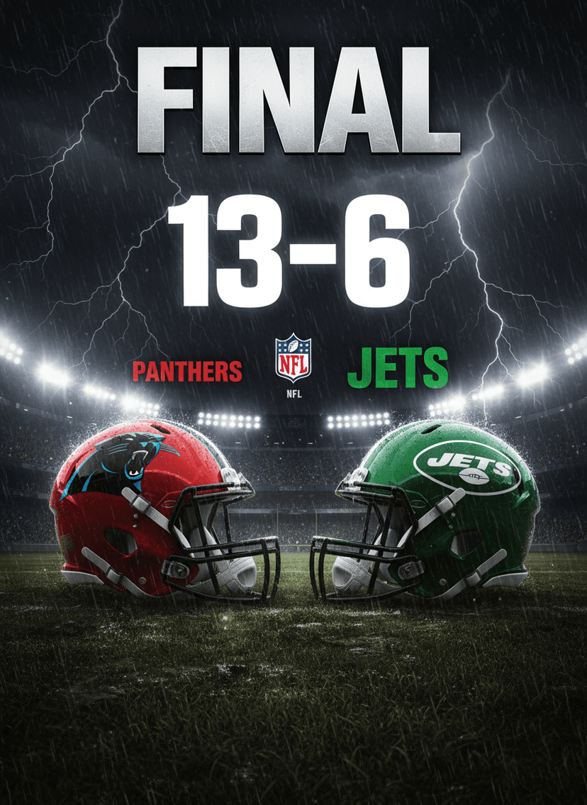 CAROLINA PANTHERS GRIND OUT DEFENSIVE BATTLE, DEFEAT NEW YORK JETS 13-6