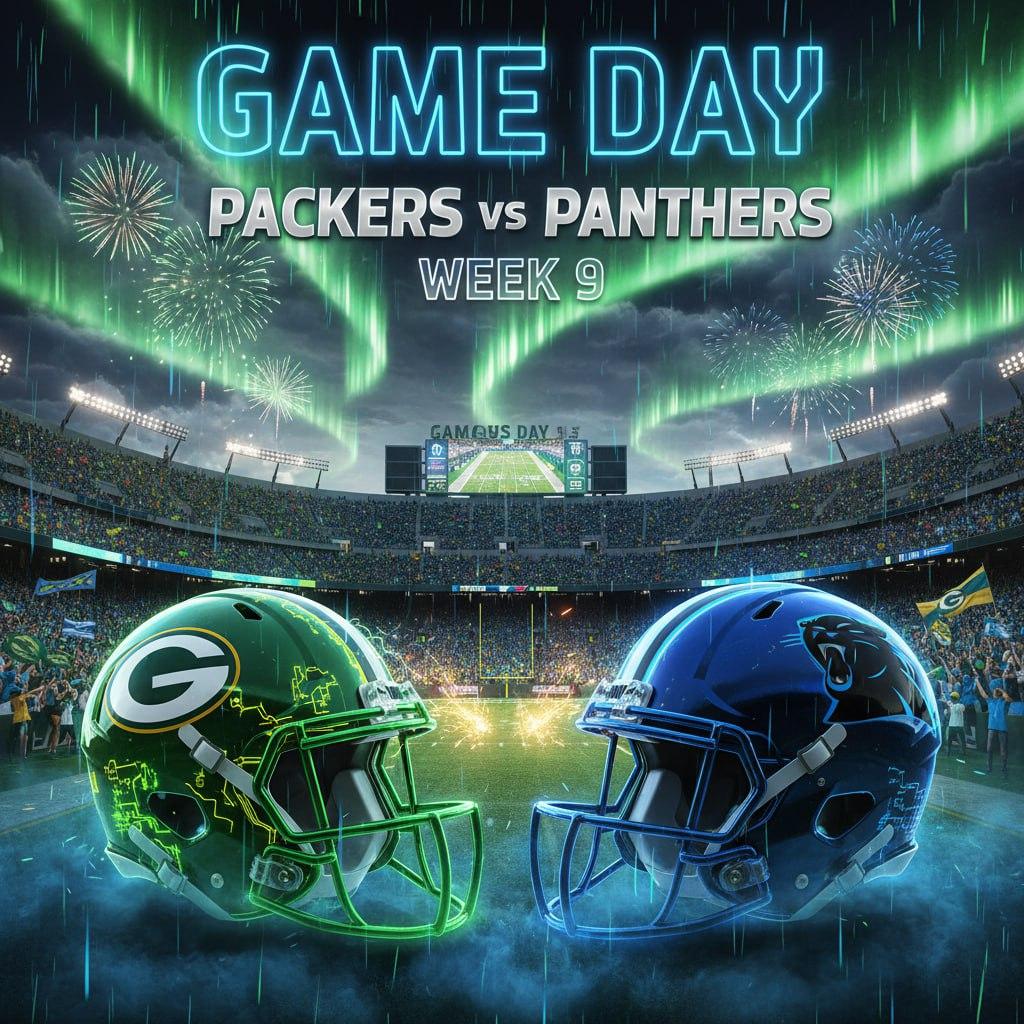 WEEK 9 GAME PREVIEW: GREEN BAY PACKERS VS CAROLINA PANTHERS – DEFEND THE TUNDRA!