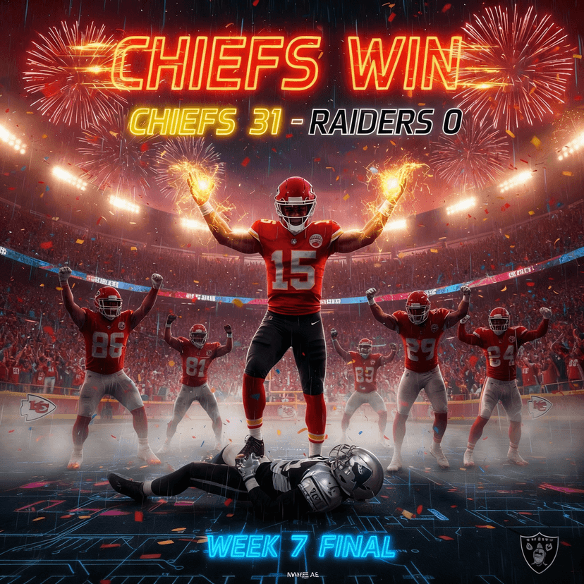 Kansas City Chiefs Dominate Raiders 31–0 in a Statement Win That Silences Every Doubter