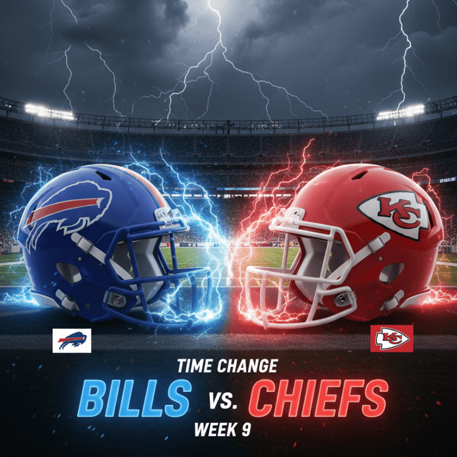 TIME UPDATE: Chiefs vs Bills Week 9 — Due to Hurricane Melissa Moving Toward the New York Area